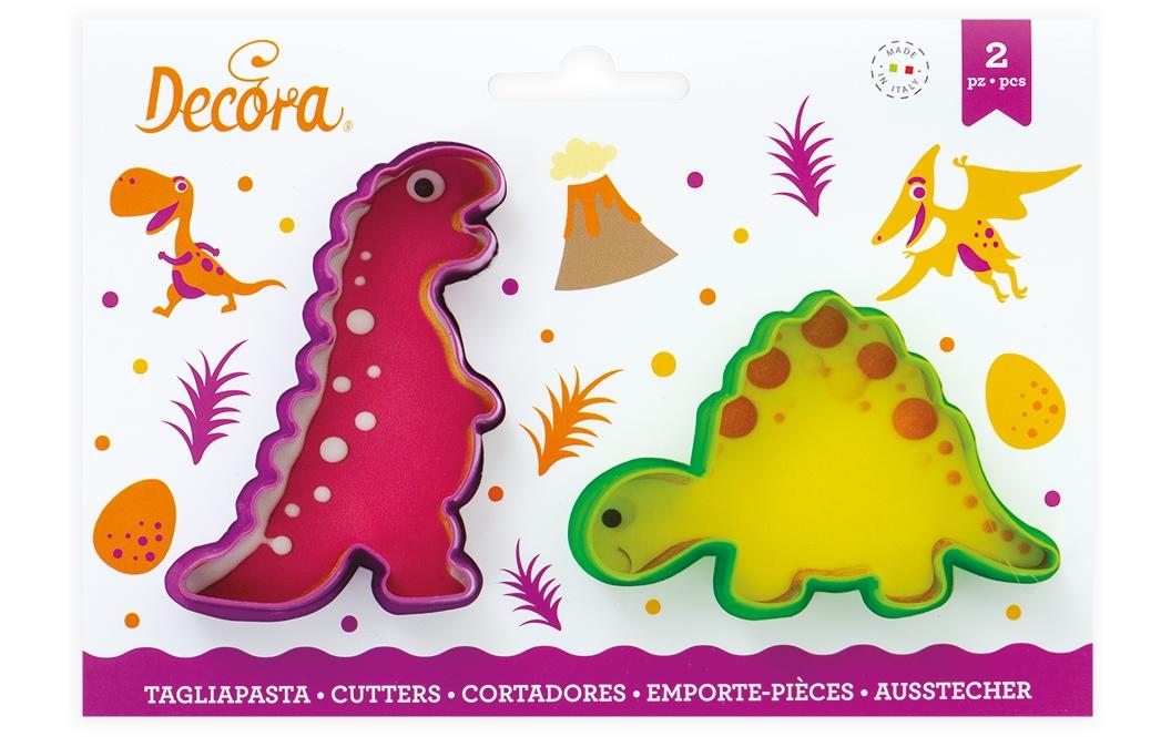 Guetzli-Ausstecher-Set Mini 2 Stück, JuraMini-Ausstechformen-Set mit Stegosaurus- und Tyrannosaurus-Motiv