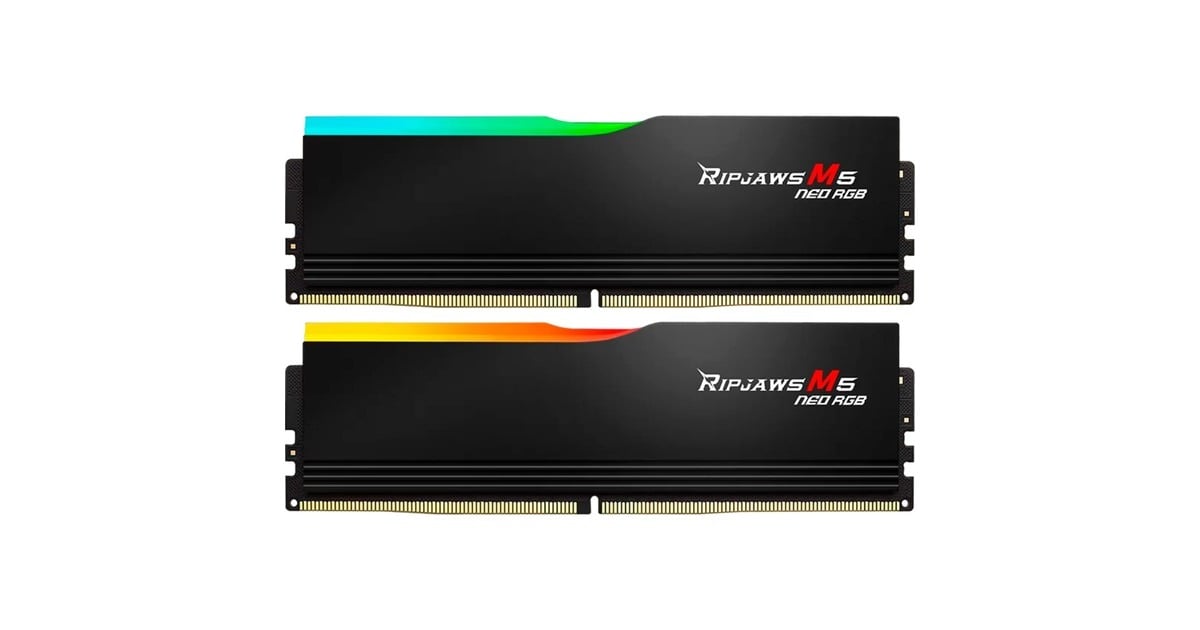 G.Skill32 GB DDR5-6000 kit werkgeheugen  (Zwart, F5-6000J2836G16GX2-RM5NR, Ripjaws M5 Neo RGB, AMD EXPO)