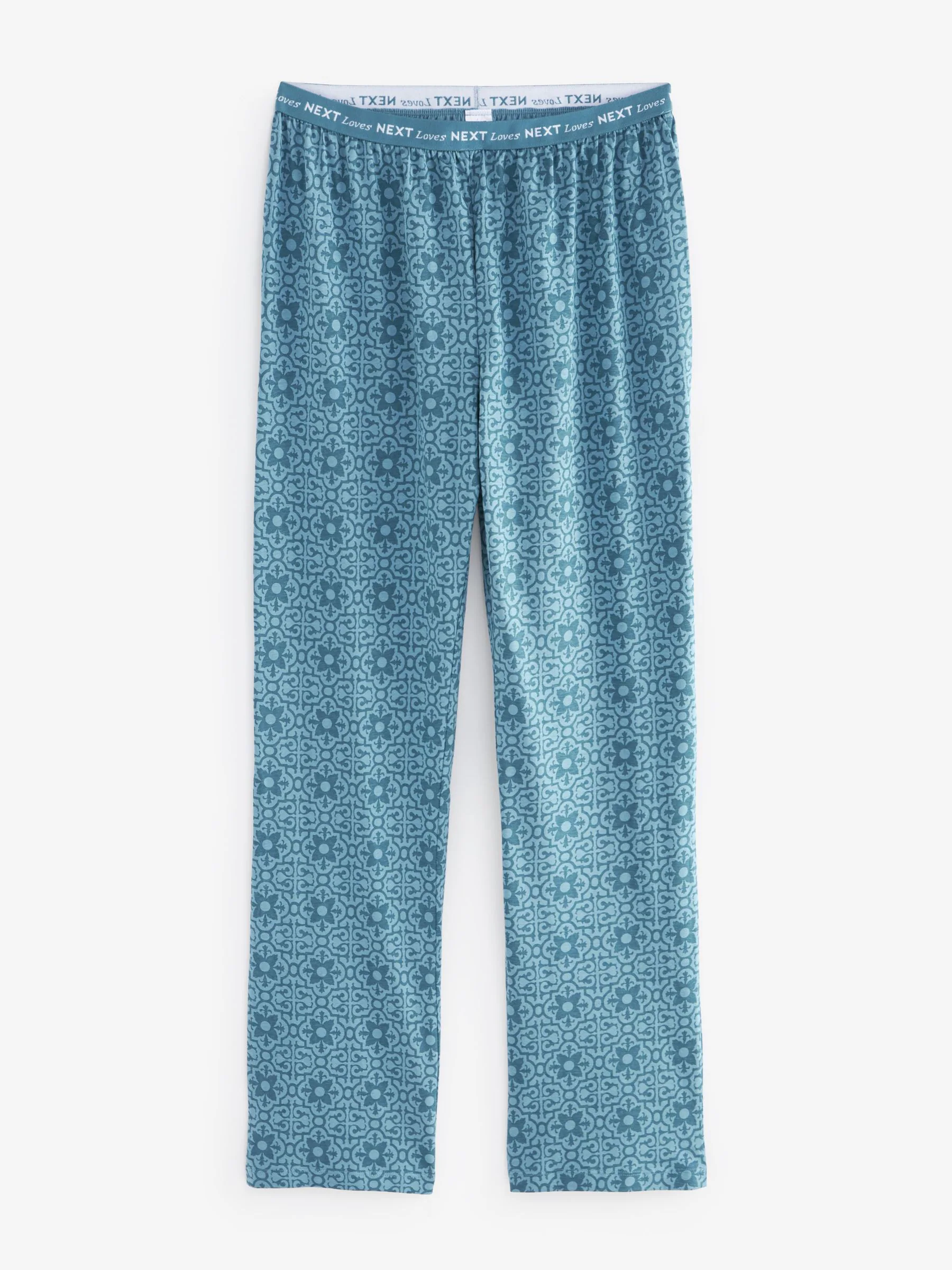 Chambray blauw met geometrische print - Pyjama met korte mouwen