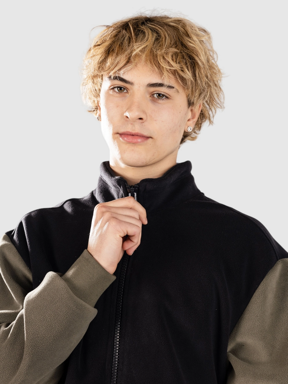 Urban Classics Colour Block Polar Fleece Fleece Jacket black/olive