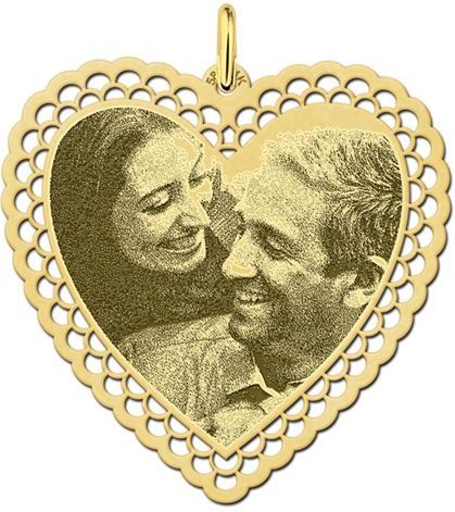 Sierlijke gouden hart hanger met foto