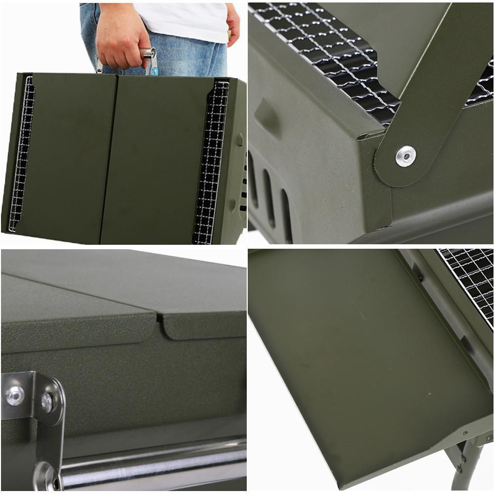 Faltbarer Aluminium Grill Portabler Outdoor BBQ Kohlegrill inkl. Tragegriff - Grün