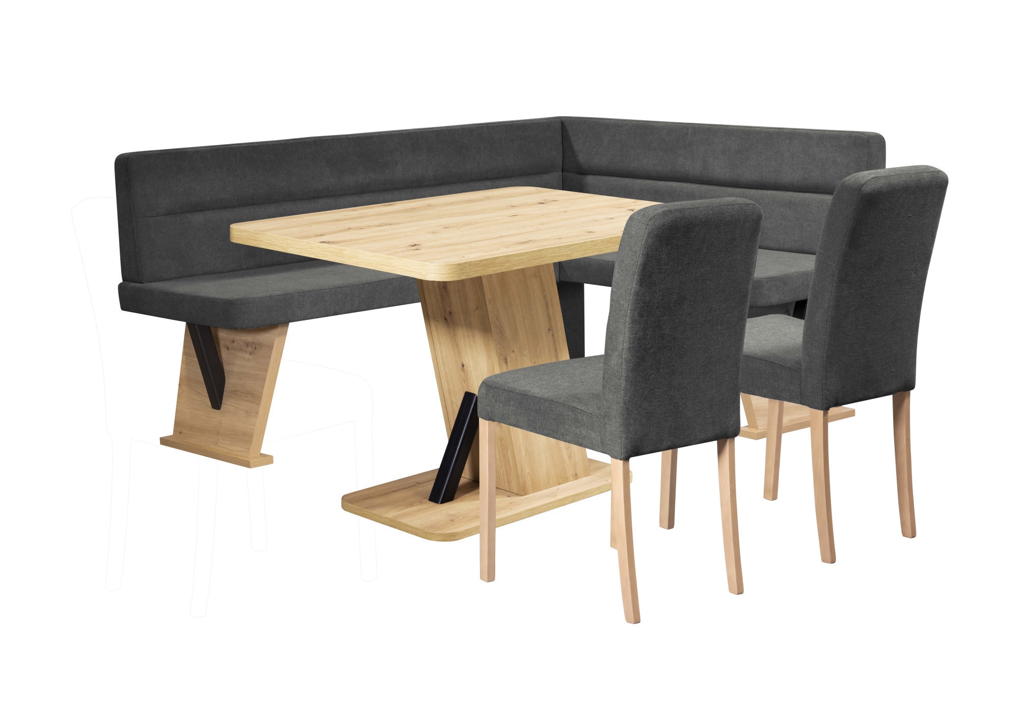 Home affaire Eckbankgruppe »Laros Sitzgruppe, Eckbank, Stühle, Tisch« Set, 4tlg Set,  perfekt für Küche, Esszimmer, Wohnzimmer, Bestseller