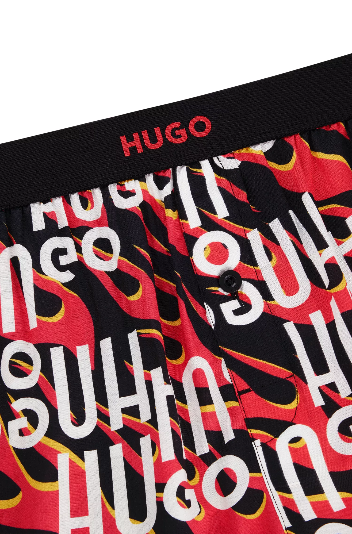 Calções de pijama HUGO vermelhos em algodão com estampa do logotipo por toda a peça.