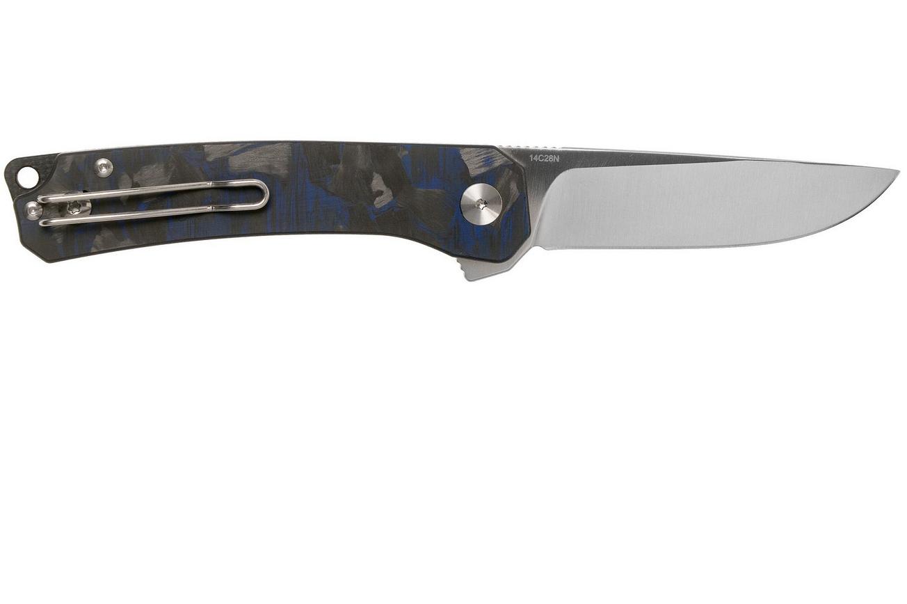 QSP Knife Osprey QS139-G1 Blue Shredded Carbonfiber, Satin, zakmes