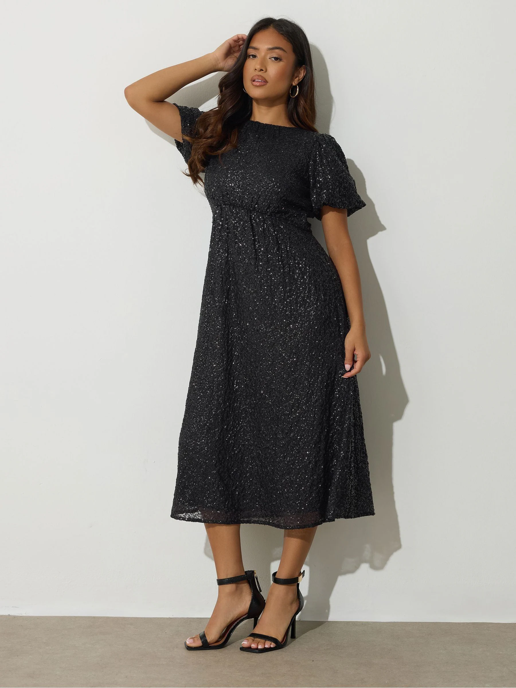 PixieGirl Petite Tie Back Sequin Midi Dress