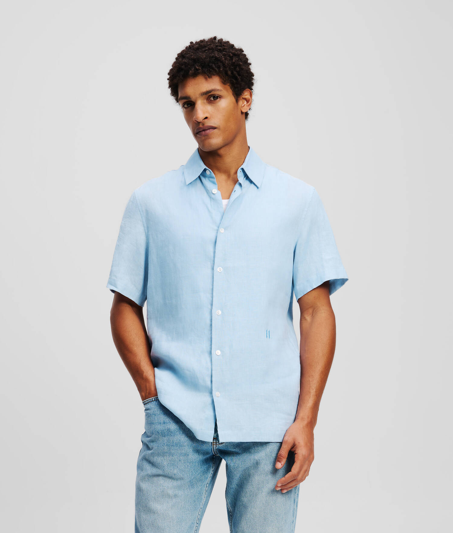 CHEMISE À MANCHES COURTES KL MONOGRAM - Chambray doux