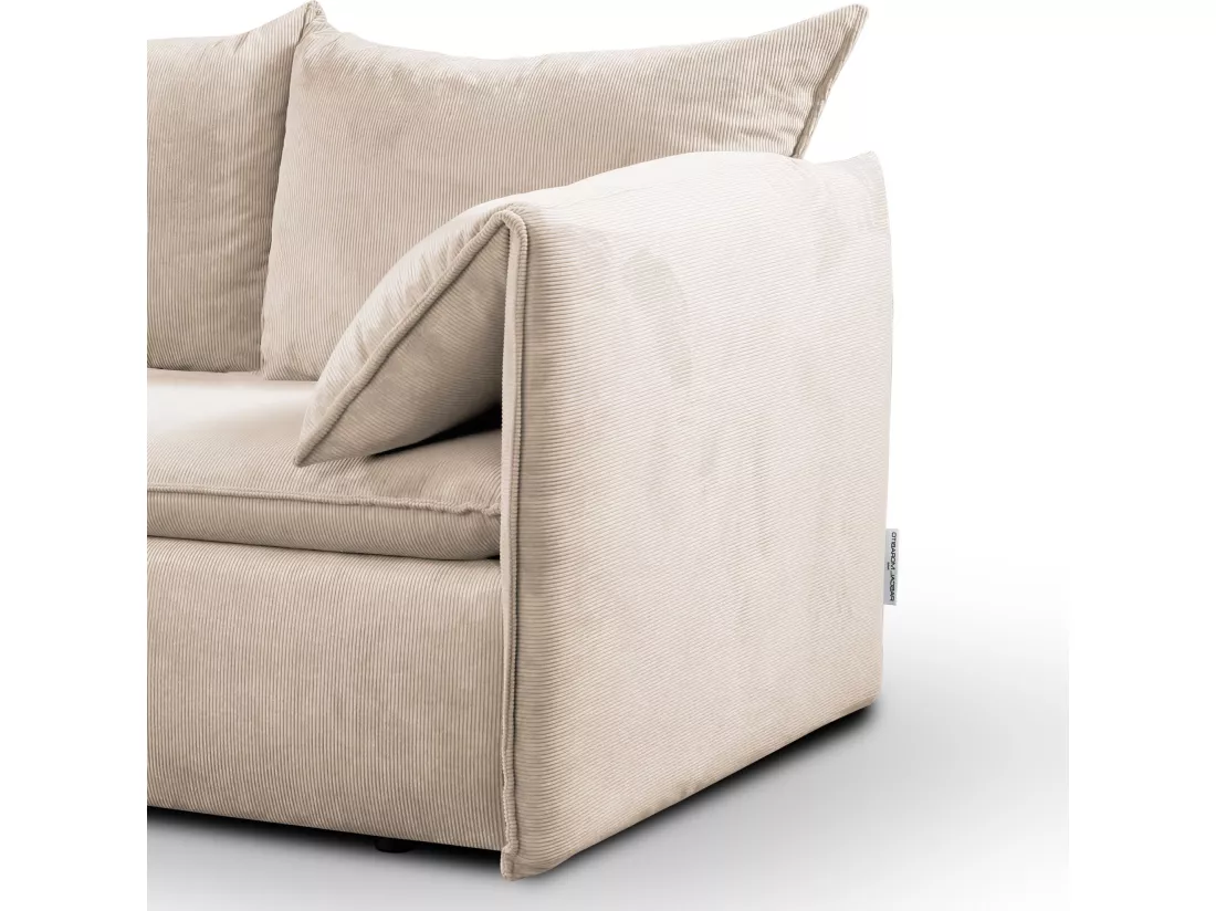 Canapé d'angle gauche convertible en velours côtelé beige TEODORA