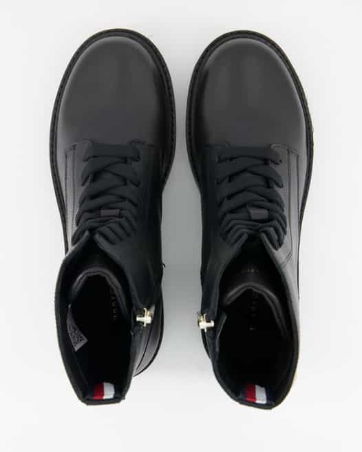 Tommy Hilfiger Chic Mid Heel Leather Lace-up Stiefeletten in Schwarz