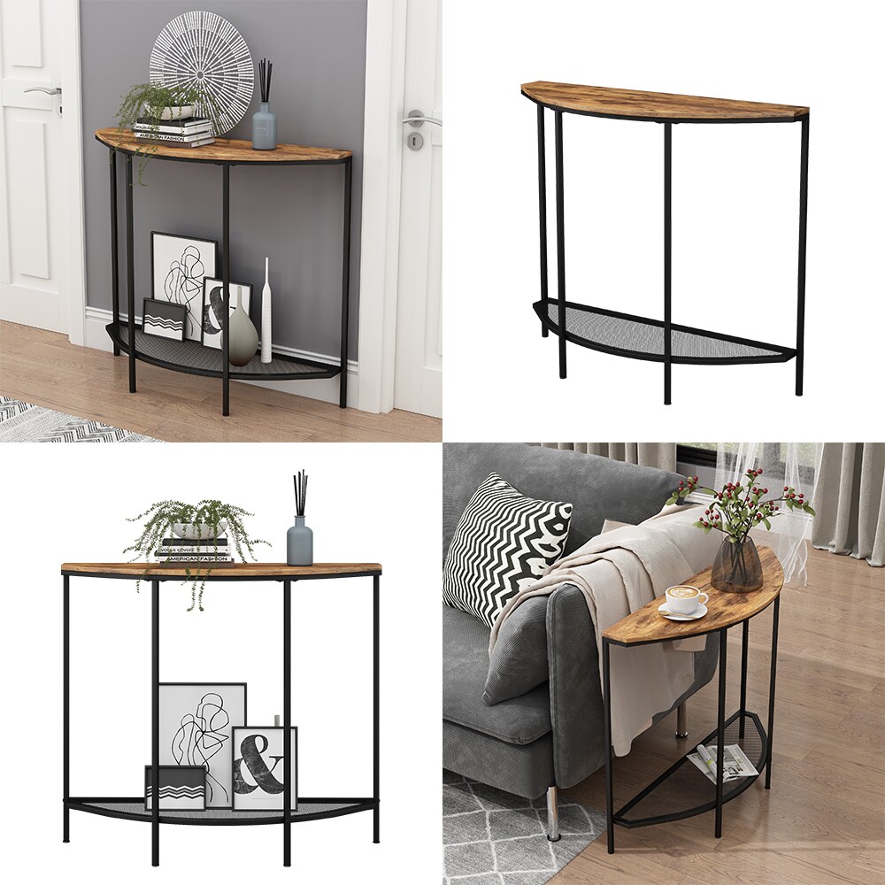 Vicco Wohnzimmertisch Fyrk Eiche Schwarz 92 x 81,5 cm mit offener Ablage