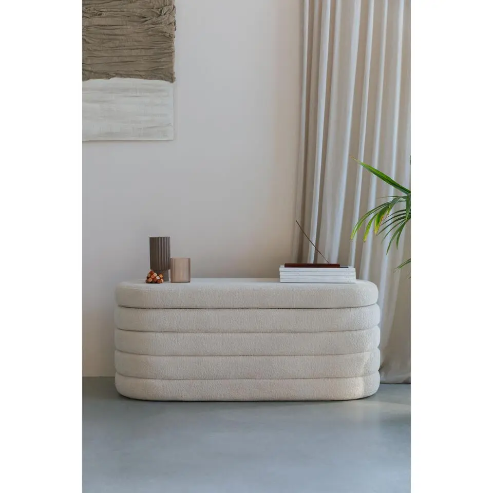 Housecraft Living Zuma bankje Bouclé Wit/ Beige