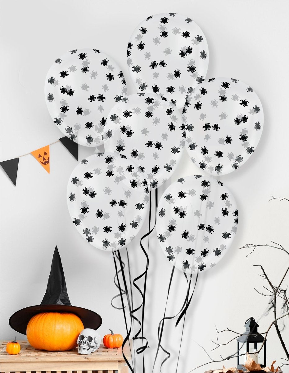 Halloween Confetti Ballon Met Spinnen 10st