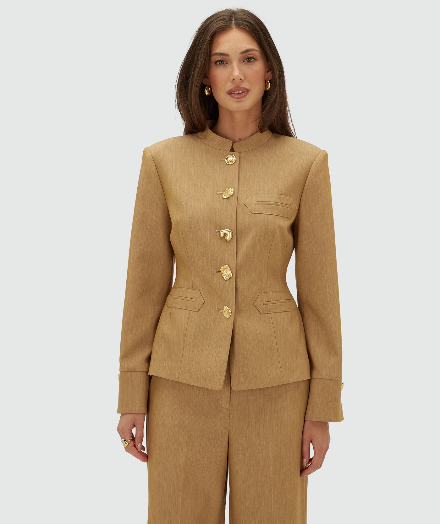 JV-BOSTON fitted blazer - light camel melange
