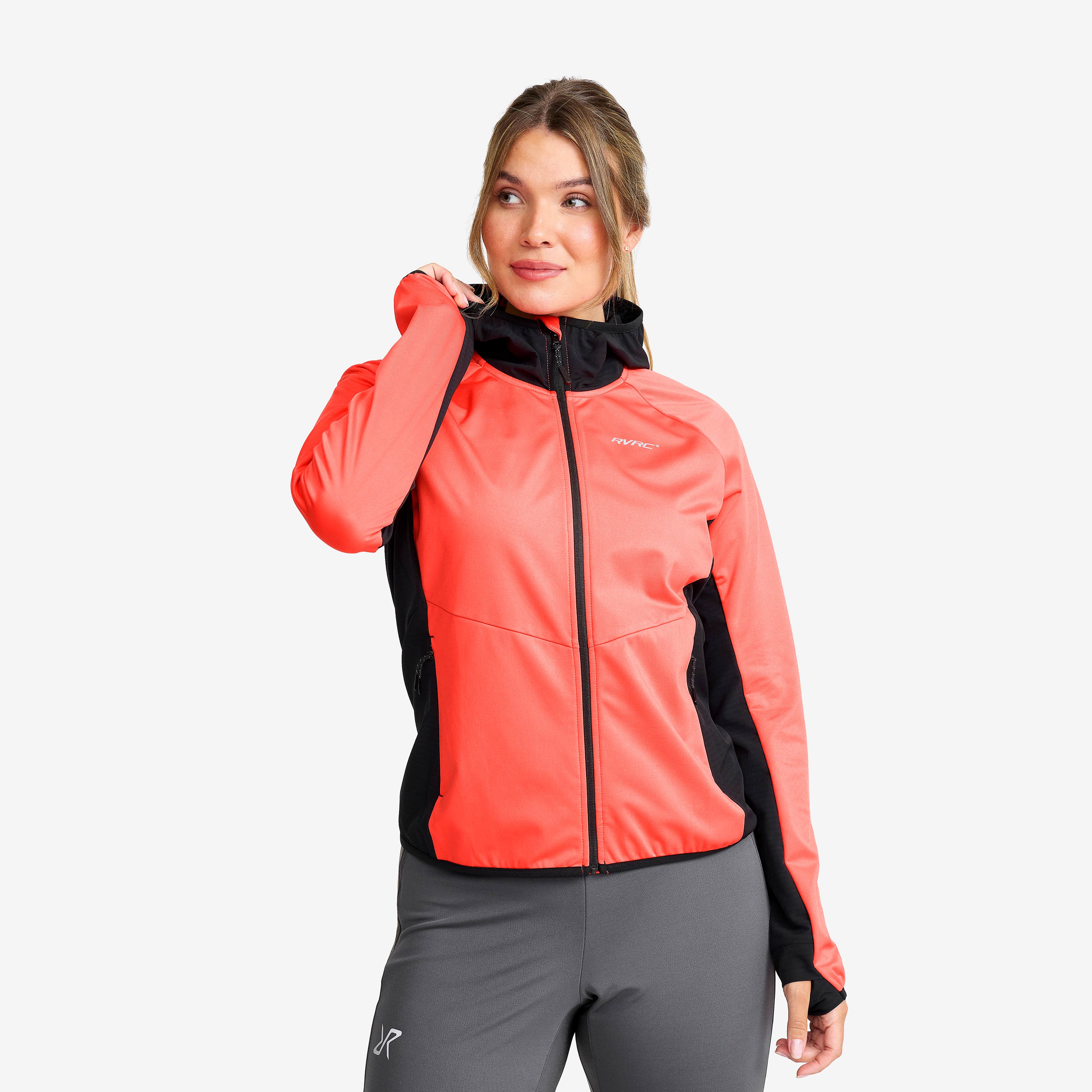 Pace Hooded Wind Jacket Dame Hot Coral