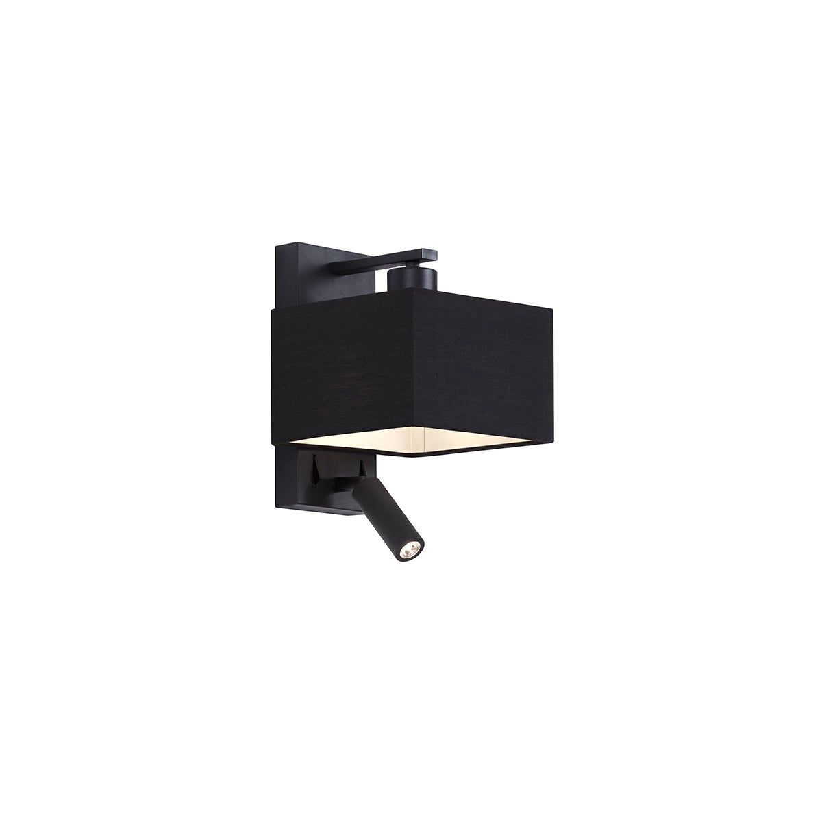 Moderne zwarte vierkante wandlamp met leeslamp - Puglia