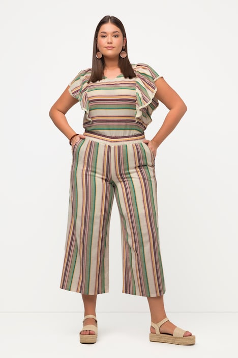 Culotte, Streifen, weites Bein, Biobaumwolle