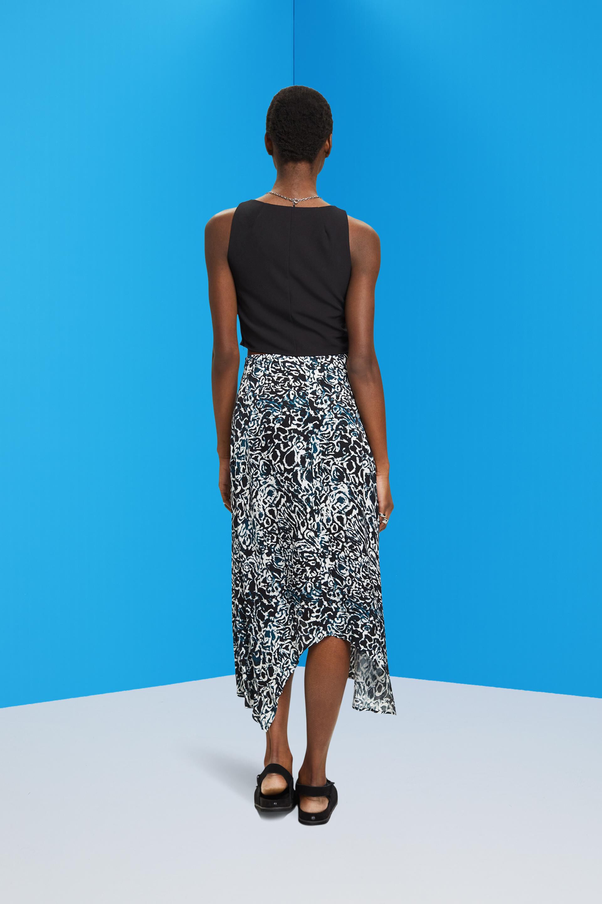 Jupe asymétrique en satin à imprimé all-over