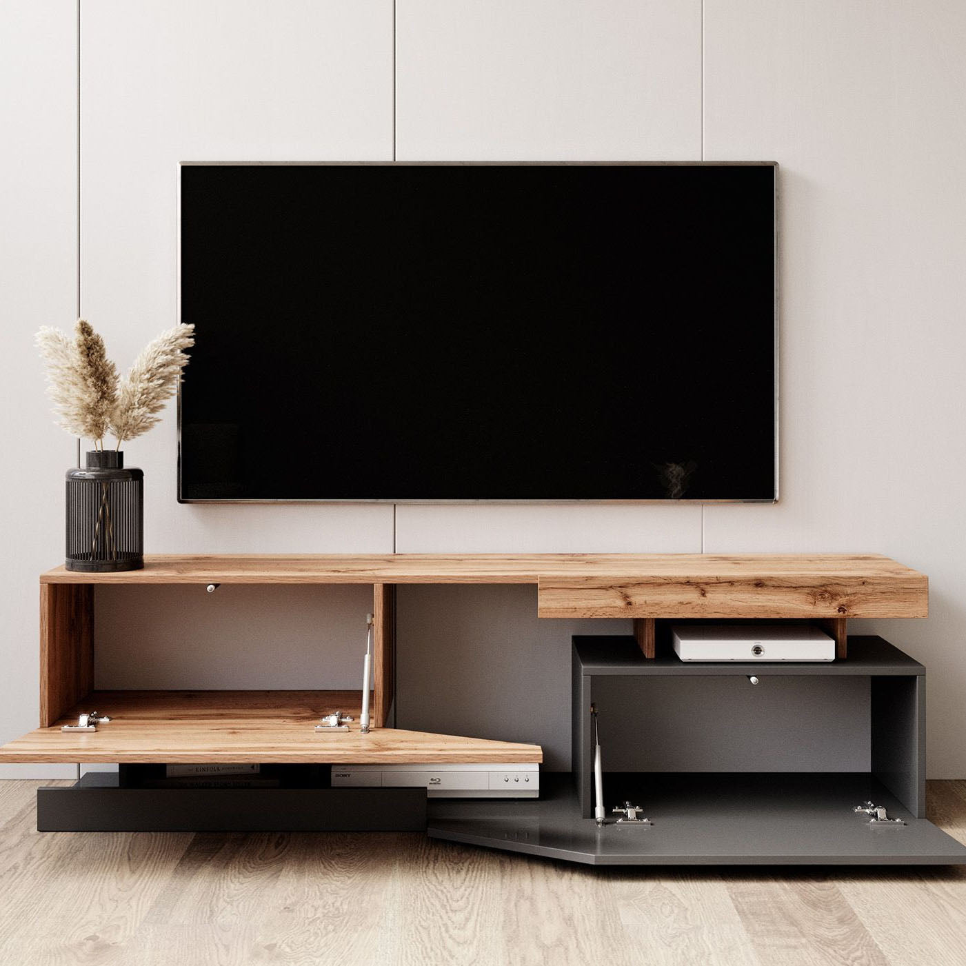 Canberra - TV-Meubel - Eiken/antraciet - 160 cm