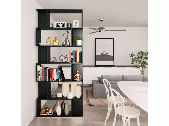 Bibliothèque-Séparateur de pièce Noir 80x24x192