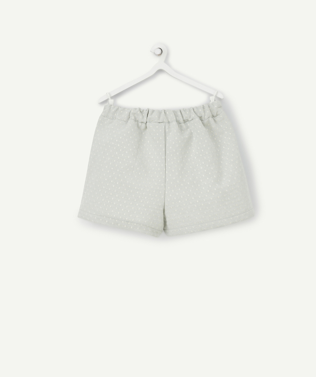 SHORT BÉBÉ FILLE VERT AVEC SURPIQÛRES COULEUR DORÉE
