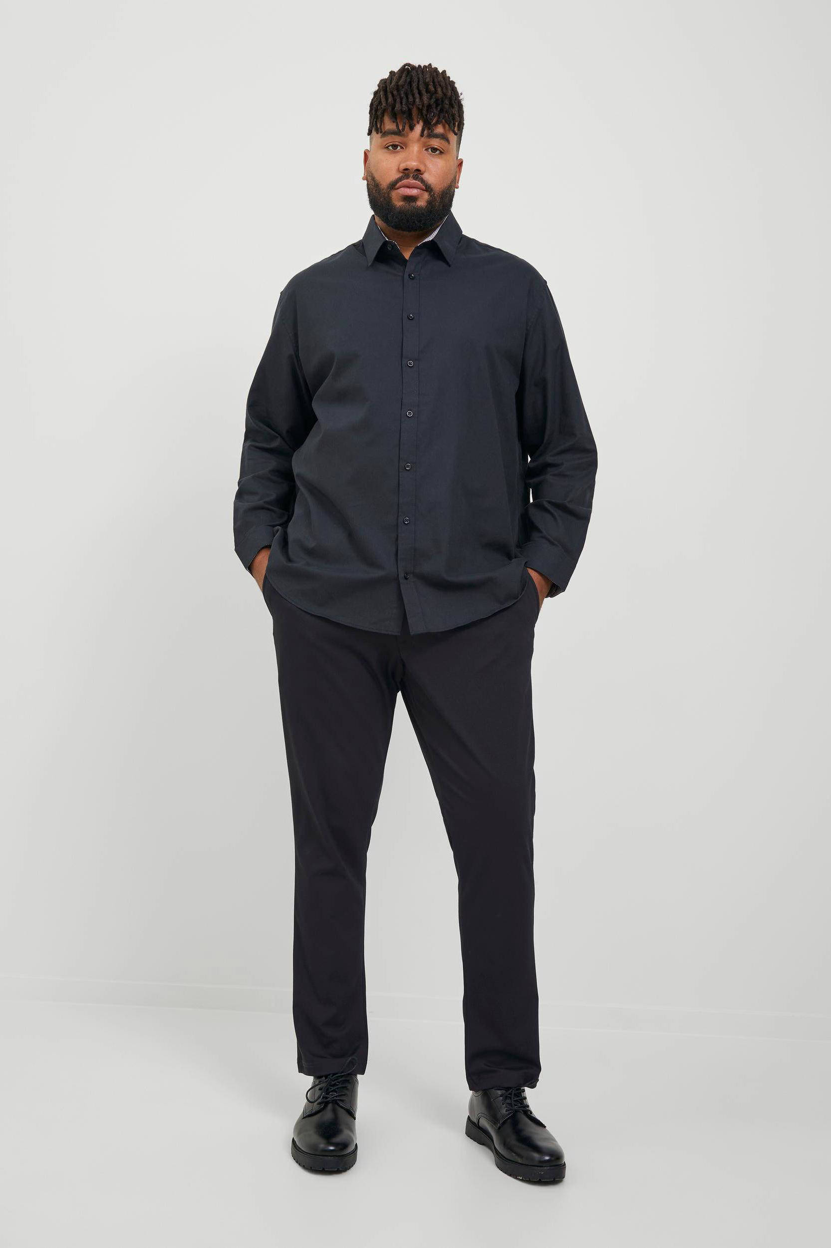 JACK & JONES PLUS SIZE slim fit chino JPSTMARCO Plus Size zwart