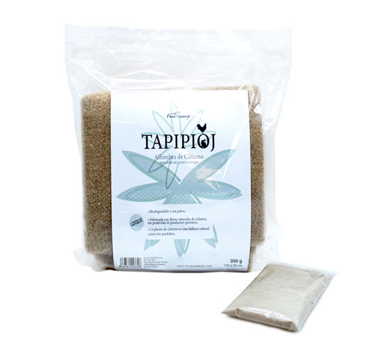 Tapete de cânhamo para cama de coelhos, galinhas e outras aves e roedores – TapiPioj – Recortável – Inclui 50g de terra diatomácea para proteção contra parasitas.