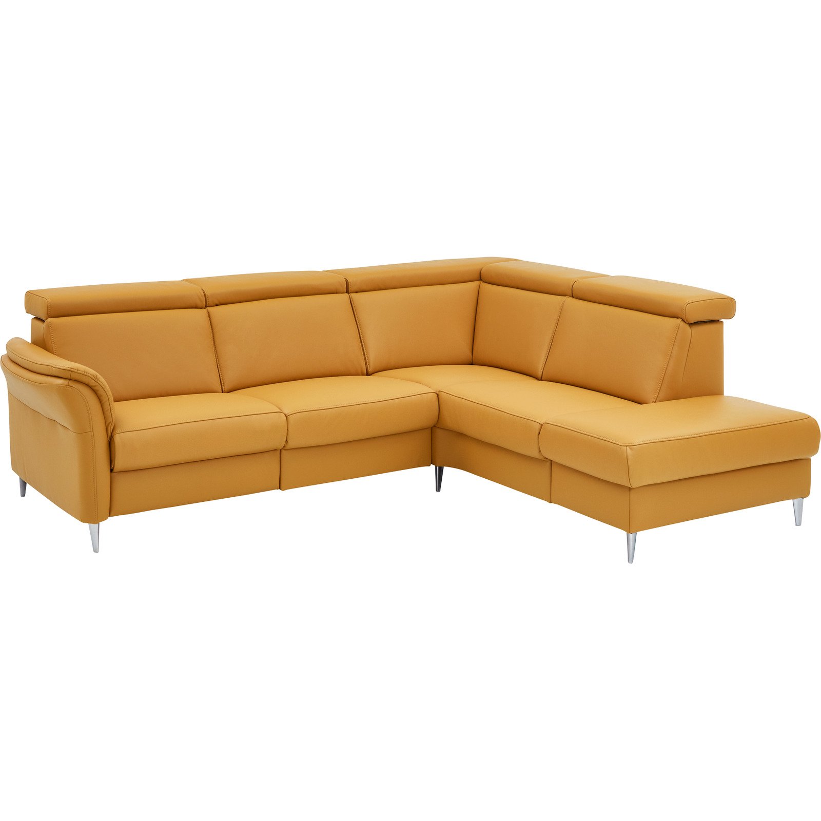Ecksofa Trier Leder Torro curry, Anstellhocker rechts