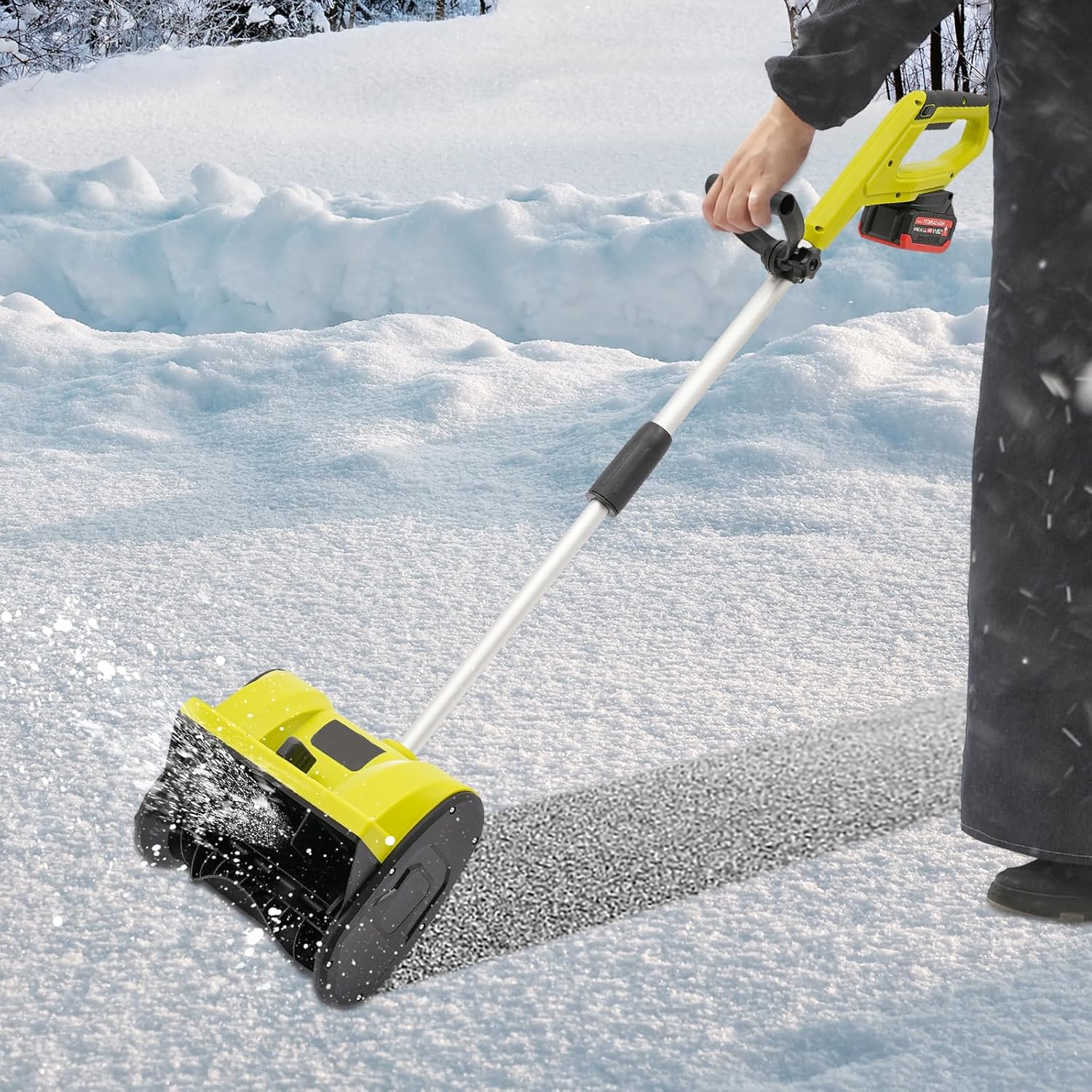 Elektrische Schneefräse 1200W 20V Schneefräse Akku 4.0Ah, 32cm Kehrbreite, Kabellose Elektro-Schneefräse Leicht & Leistungsstark für Hof, Gehweg, Einfahrt