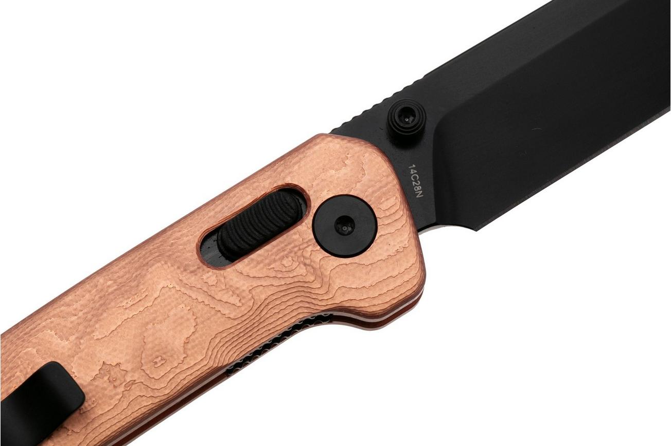 QSP Knife Penguin Glyde QS130GL-F2 PVD 14C28N, Copper Foil G10, zakmes