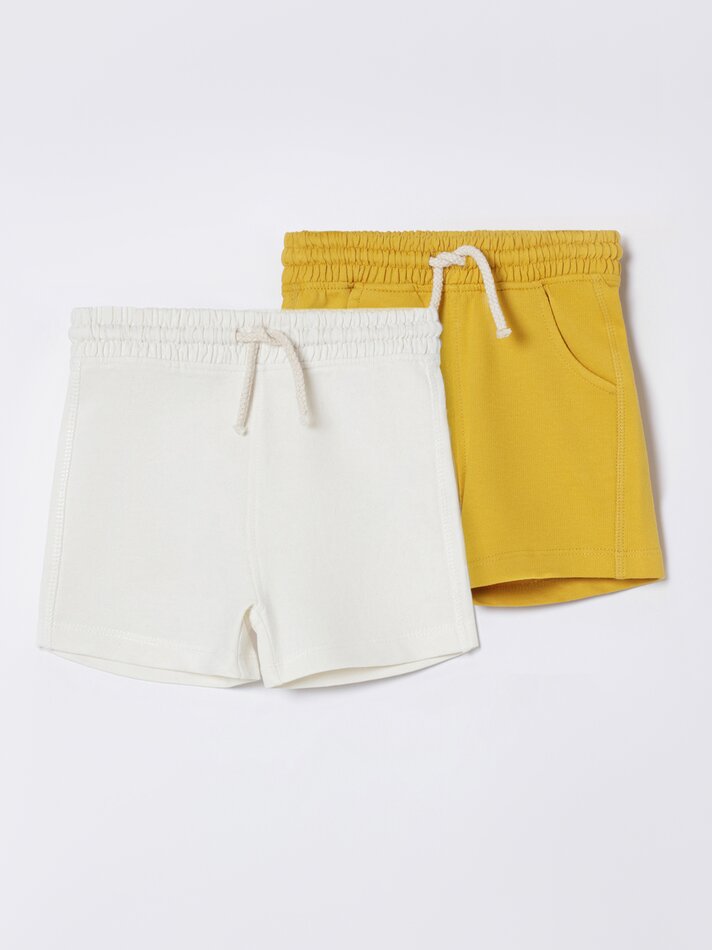 Conjunto de 2 Bermudas Básicas Lisas - Mostarda