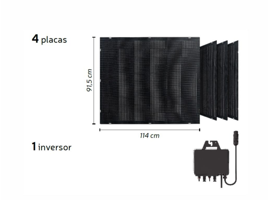 PAINEIS SOLARES FLEXIVEIS PARA VARANDA ENGEL PS0400F (PACK DE 4 PAINEIS 800W)