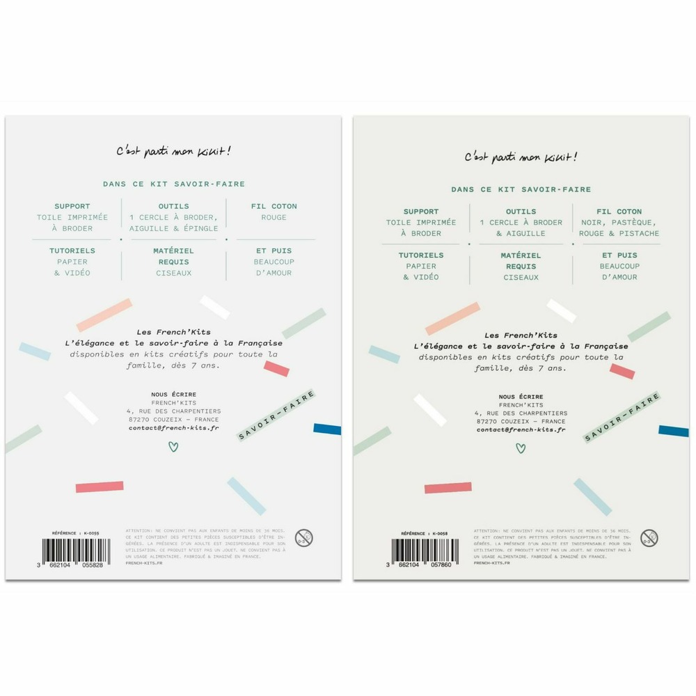Coffrets 2 broderies décoratives - bébé et joli cœur