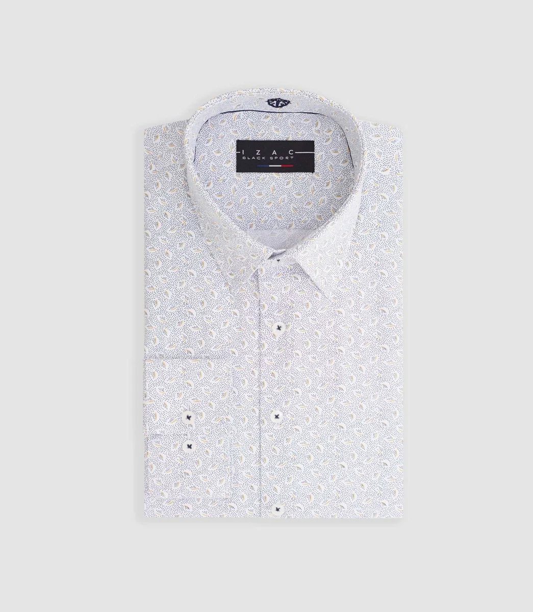 Chemise imprimée micro motifs jaune 