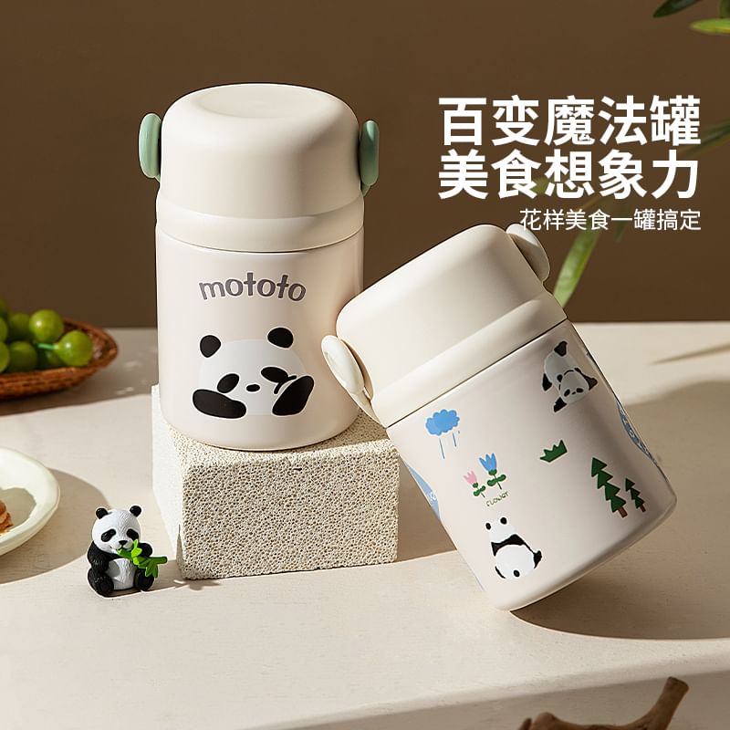 Koringa - Panda RVS Voedselcontainer / Bestek / Geïsoleerde Lunchtas / Set