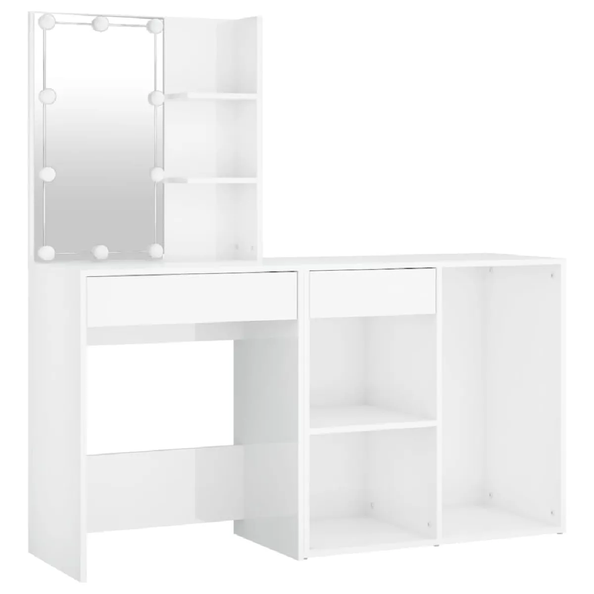 Coiffeuse LED Helloshop26 avec armoire - Blanc brillant