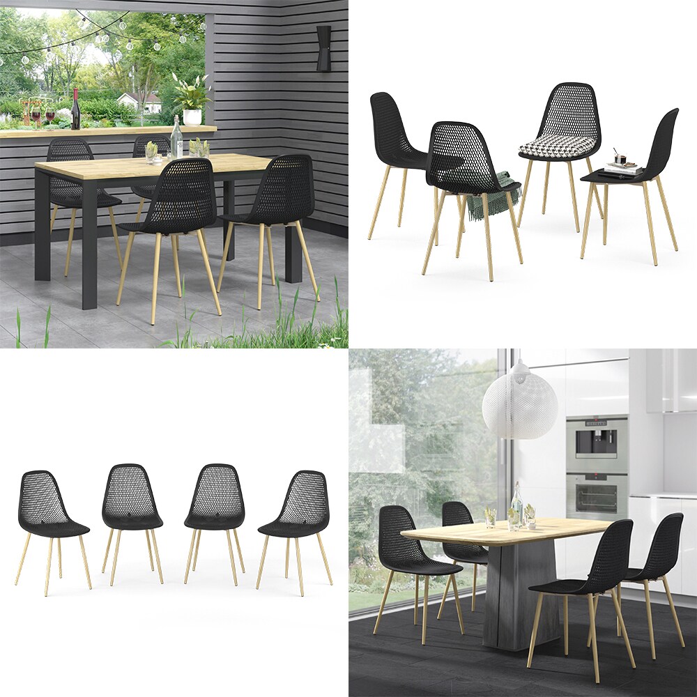 OK-Living Gartenstuhl Terrassenstuhl Balkonstuhl Joko Schwarz Sitzschale 4er Set