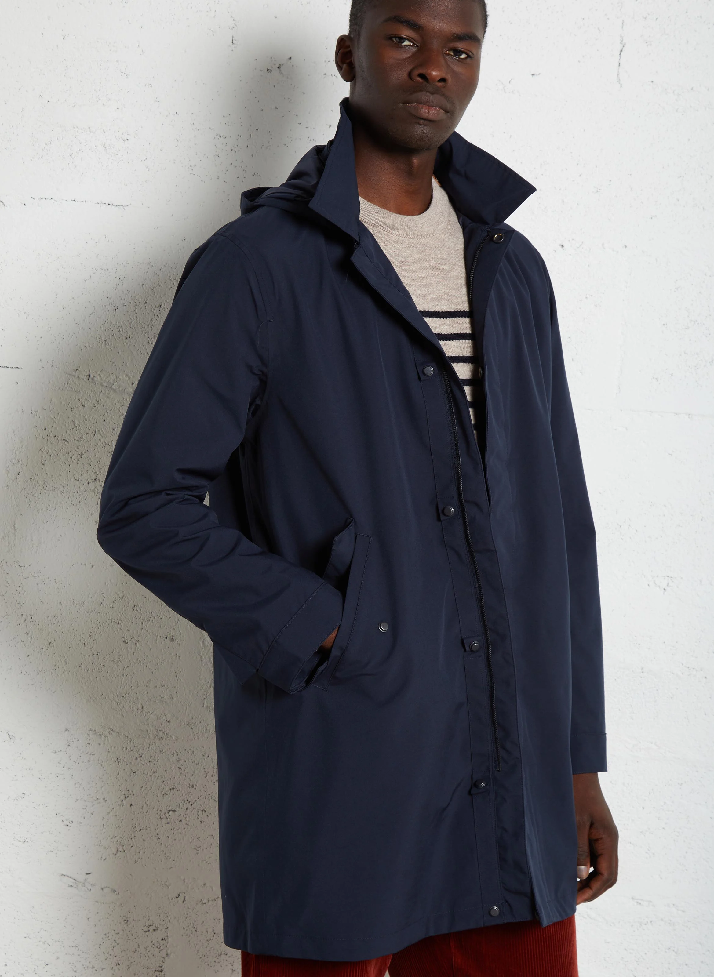 Parka droit longue imperméable | Bleu