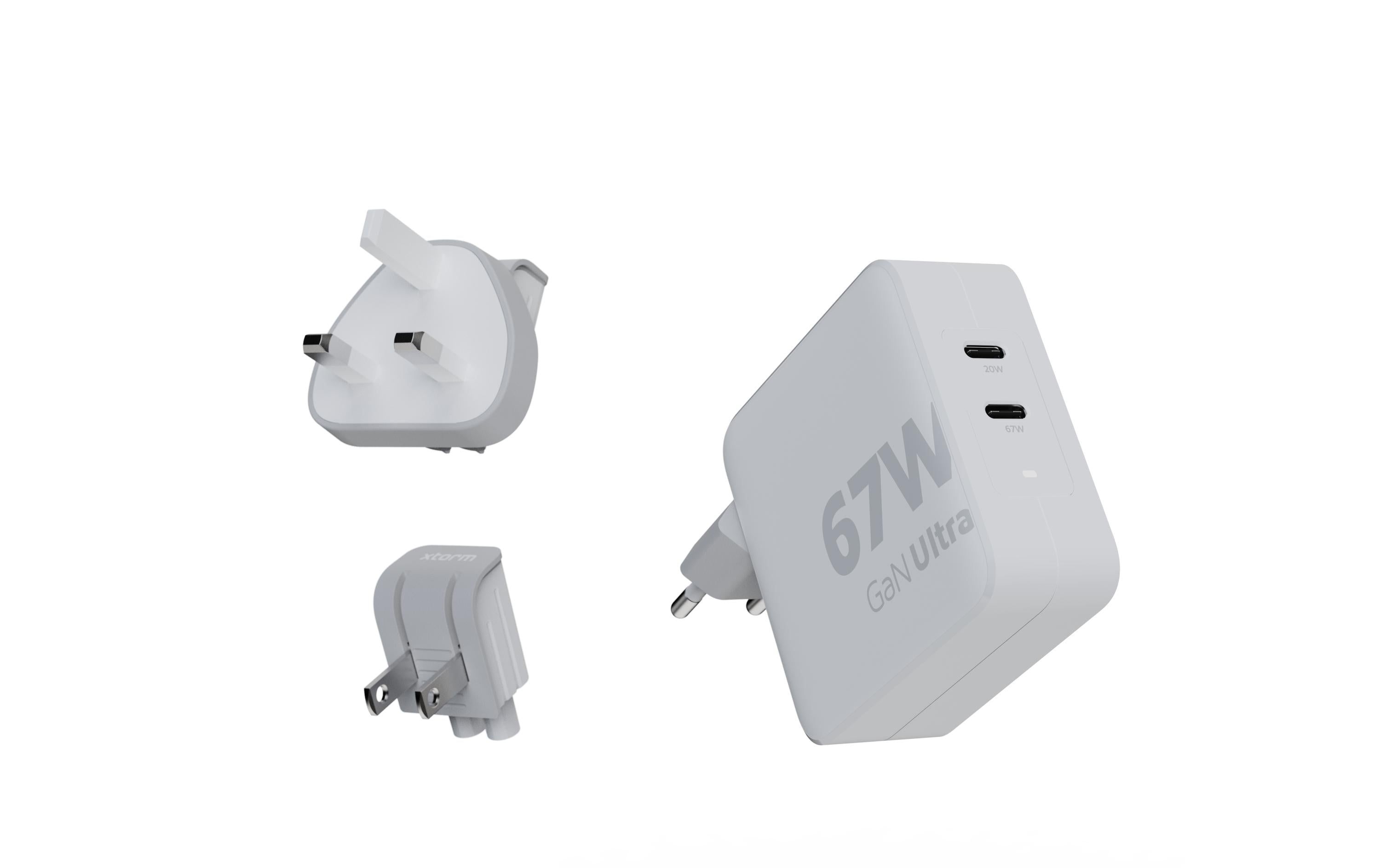 USB-Wandladegerät XVC2067Schnellladefähiges Ladegerät mit USB-C und EU, UK, US Steckern