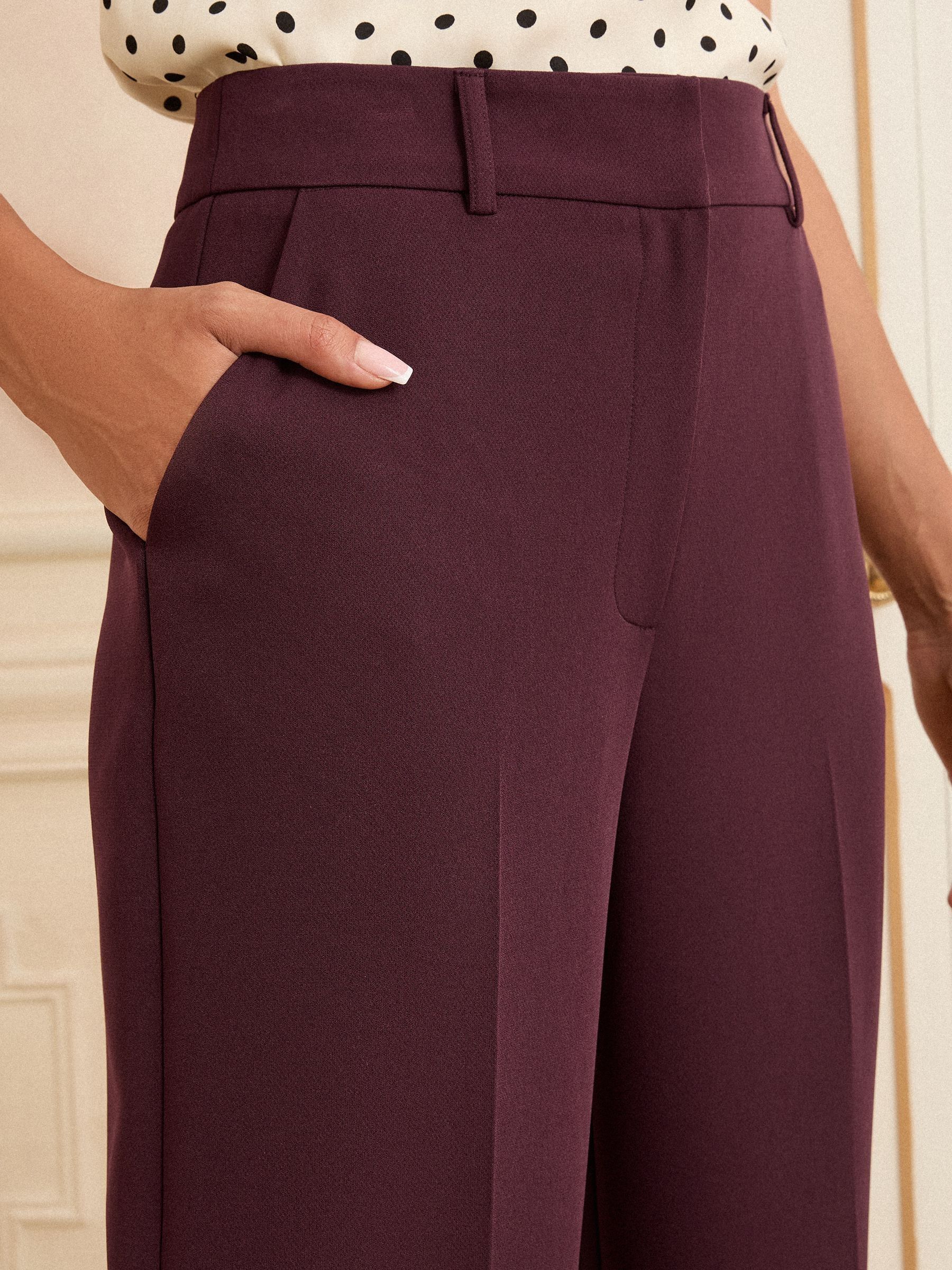 Paarsrood - Love & Roses broek met wijde pijpen