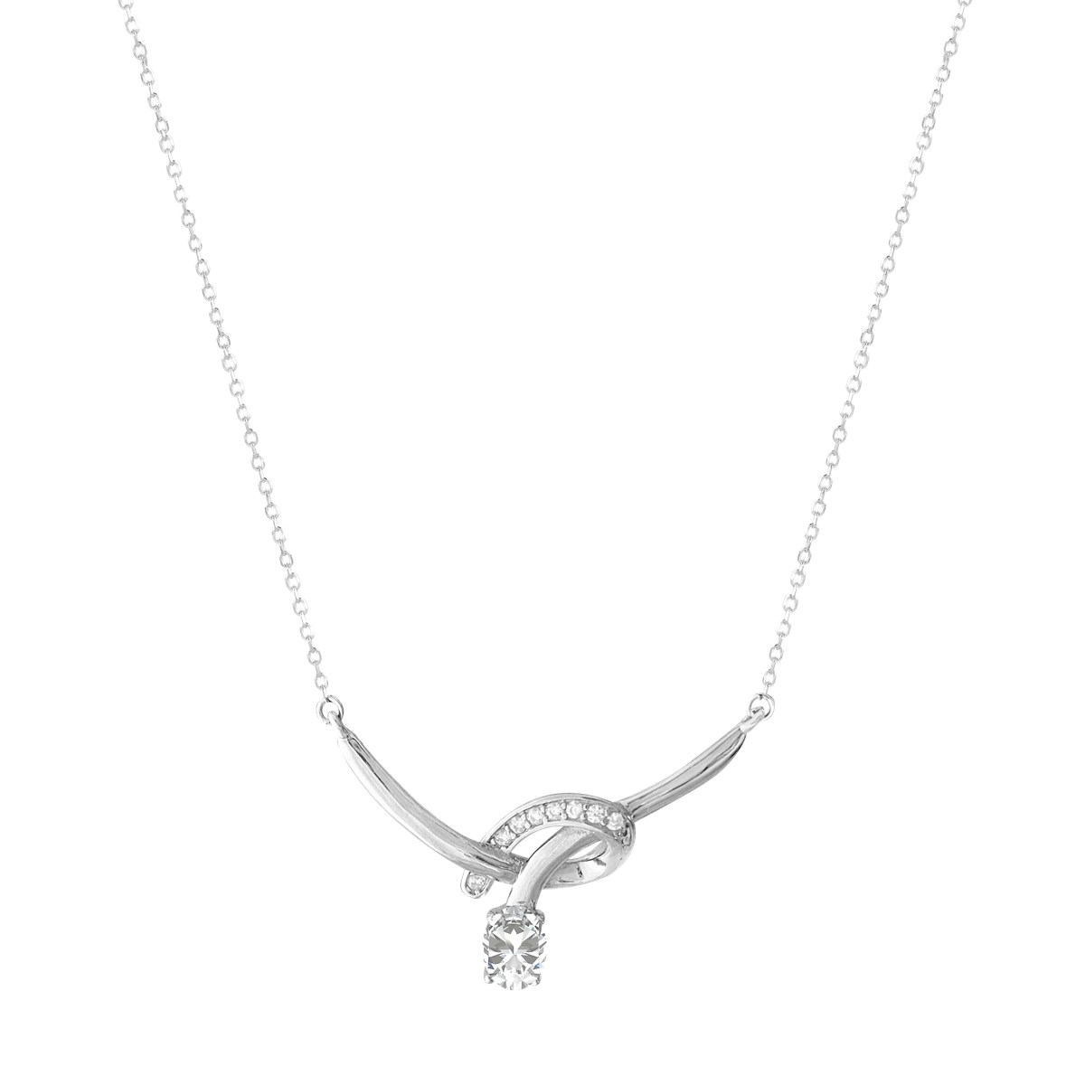 Collier en argent 925 rhodié avec oxydes de zirconium