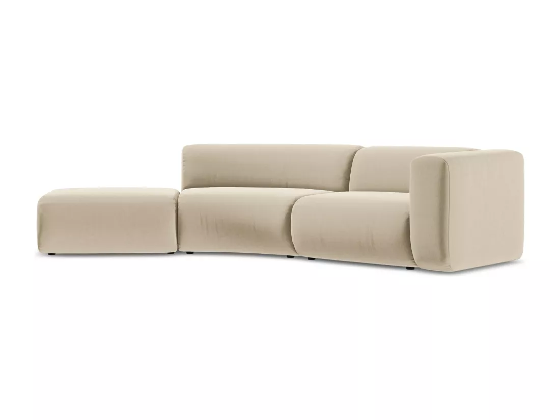 Canapé modulable 4 places gauche en velours - beige clair - EKAHI