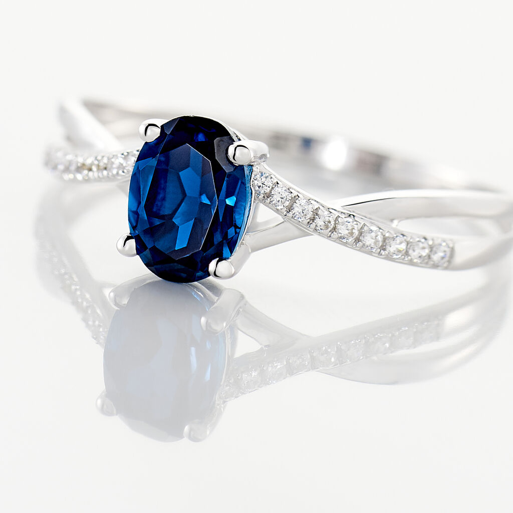 Bague Haissa Or Blanc Topaze Et Oxyde De Zirconium