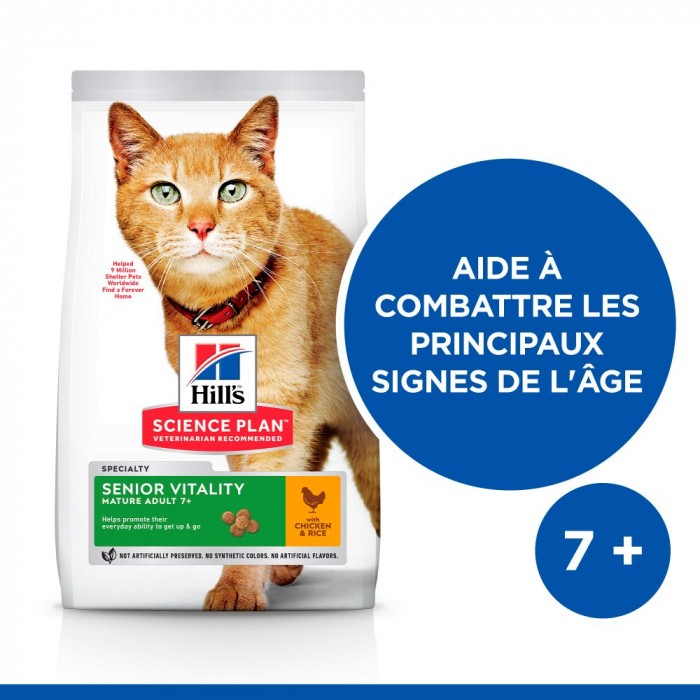 HILL'S Science Plan Senior Vitality Mature Adult 7+ au Poulet - Croquettes pour chat