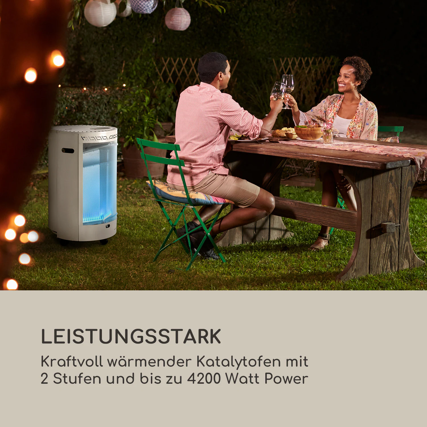 Bonaparte Fire Gasheizgerät 4200W elektr. Zündung Bodenrollen ODS-System