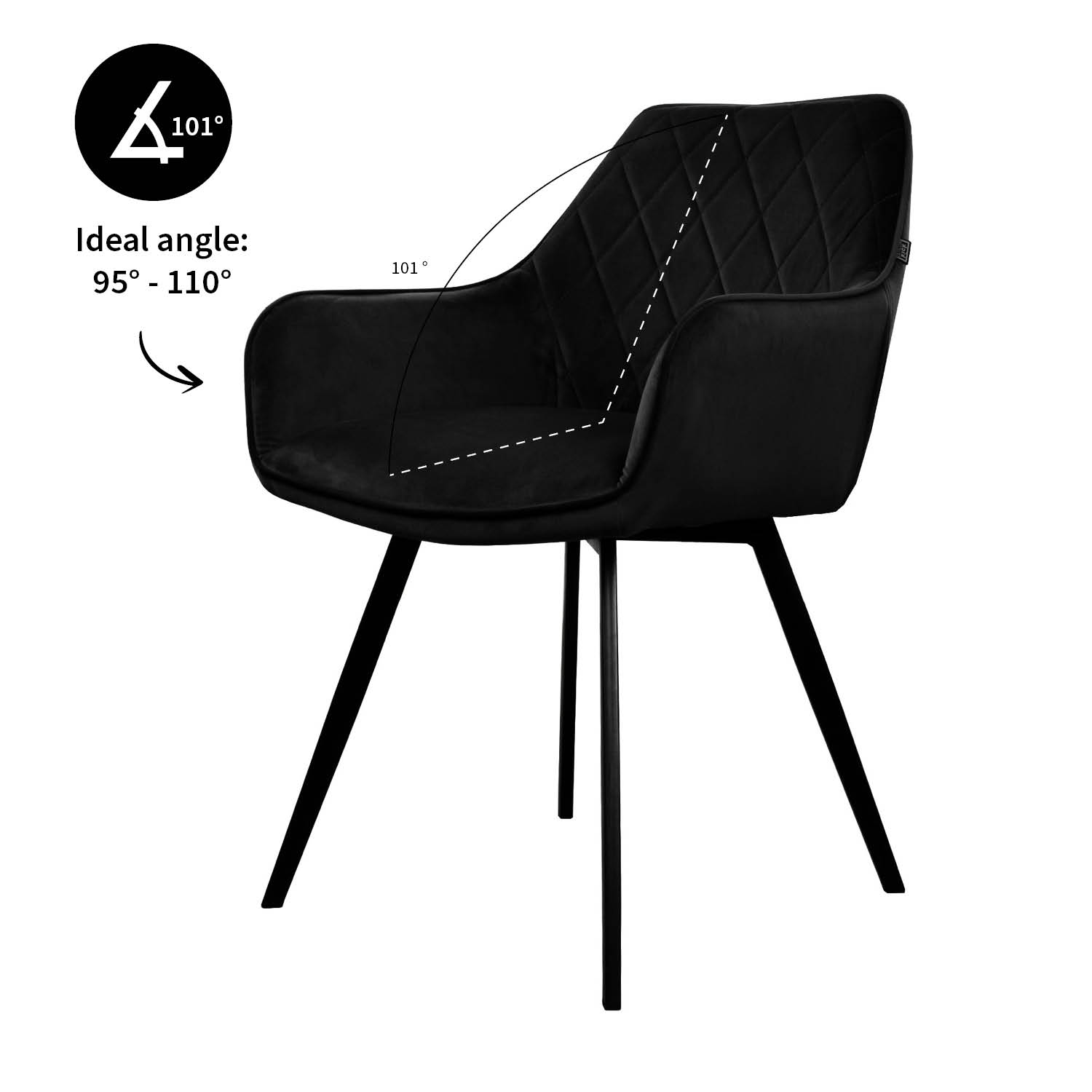 Kick eetkamerstoel  Karl Velvet - zwart