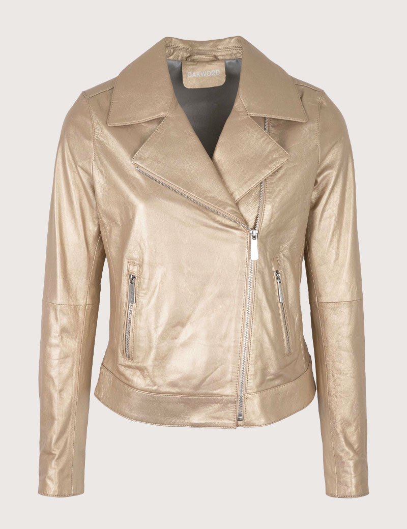 OAKWOOD BLOUSON FEMME CUIR THEA METAL DORÉ CLAIR