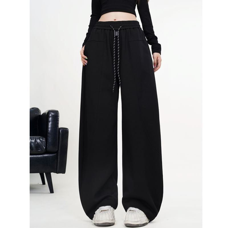 Taragon - Hoge taille effen wijde broek