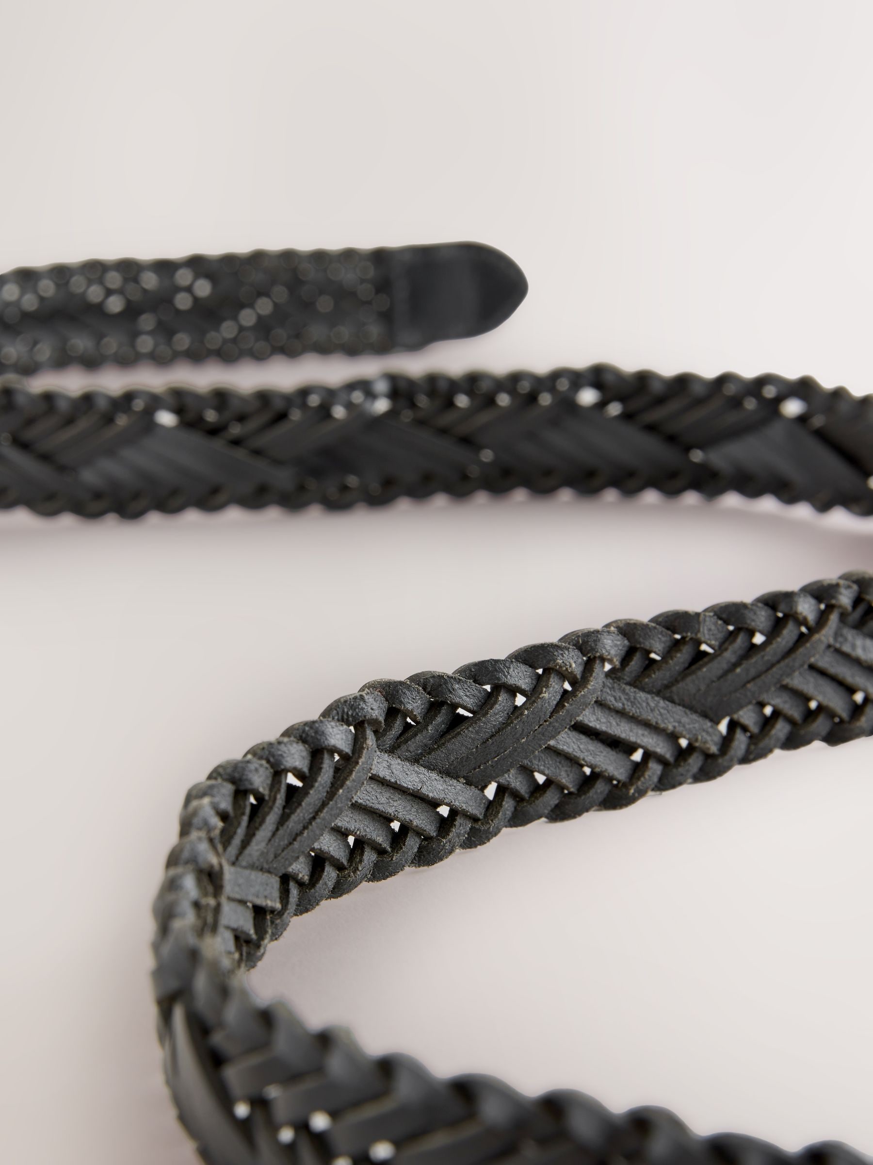 Zwart - Hand Plaited Leather Belt