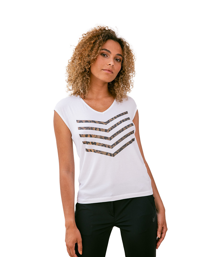 HBT JUSTINE TOP MODAL BLANC LÉOPARD