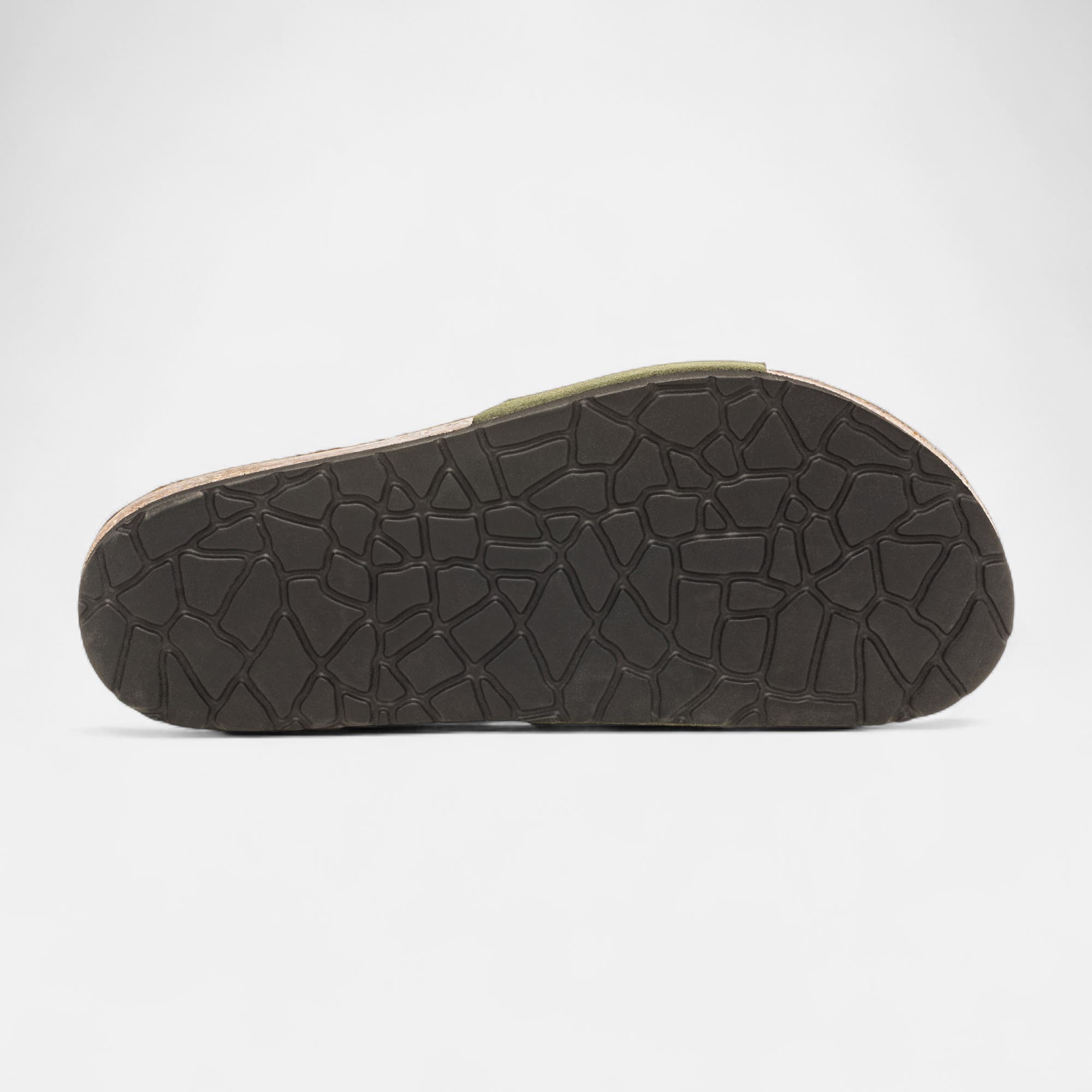 Mules semelle liège Homme en cuir kaki